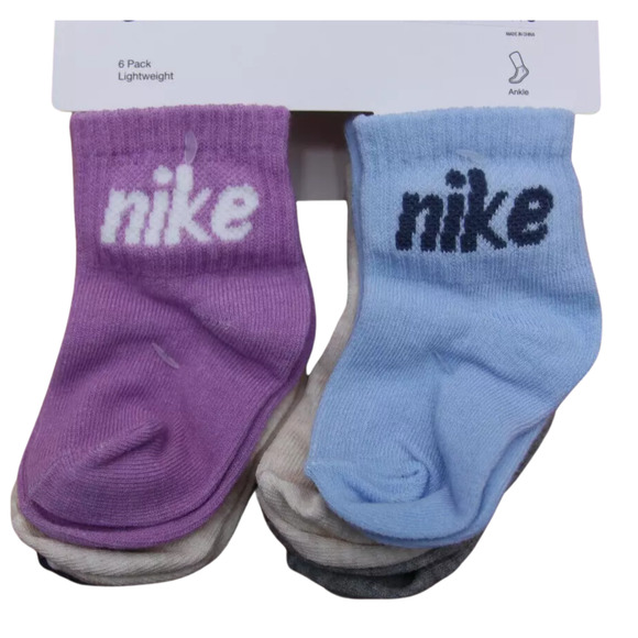 Nike 6 Pair Lightweight Ankle Socks - Baby Size 6-12 Months NEW - Picture 2 of 3